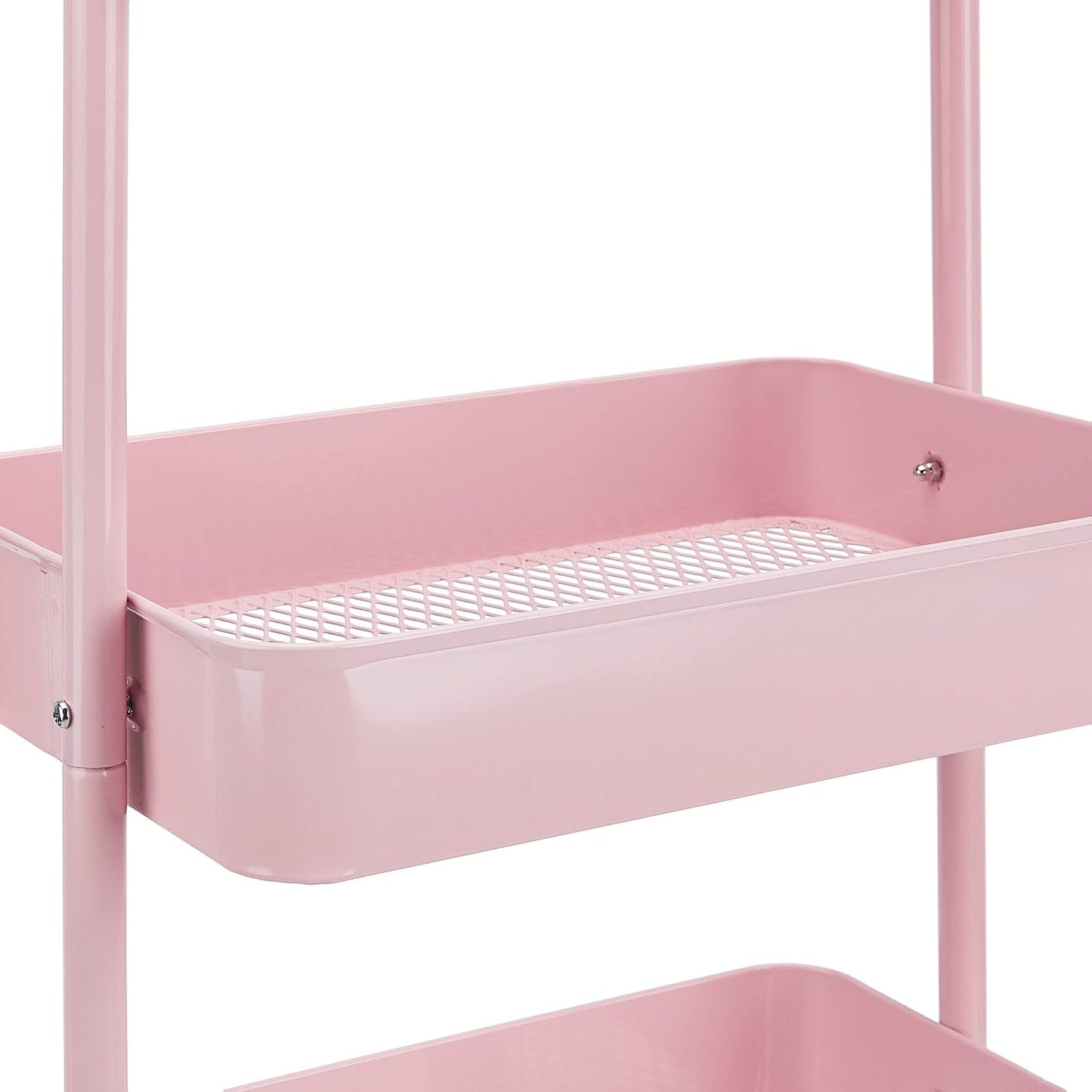 Amazon Basics 3-Tier Rolling Utility Cart, Storage Organizer, Lockable Wheels, Multifunctional Storage, Portable Mobile Shelving Unit, White