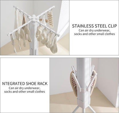 RFOUO Wall Mounted Clothes Drying Rack Tripod,Foldable Drying Rack,Wall Mounted Dryer Rack Clothing,Over The Door Drying Rack for Laundry Bedroom Household Aluminium