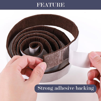 Pllieay 2 Pack Felt Strip Rolls with Adhesive Backing Heavy-Duty Felt Furniture Pads for Hardwood Floors and Rocking Chair to Protect Surface from Scratches & Damage(Brown, 118 x 2 x 0.12 Inch)