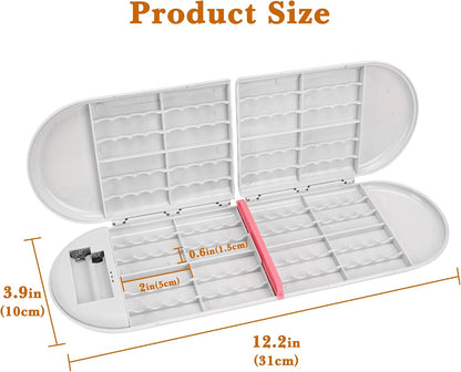 Linkidea Battery Storage Case with Electric Quantity Detection, Portable Battery Organizer Holder Box for 12 AA, 12 AAA, Button Batteries (Grey, No Batteries Included)