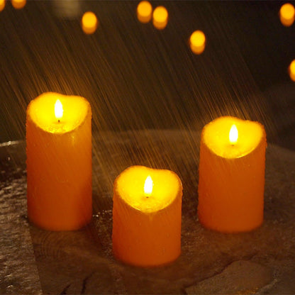 Homemory Black Flameless Candles, Halloween Candles Battery Operated with Remote and Timer, Flickering LED Pillar Candle for Theme Party, Holiday Decor, Set of 3
