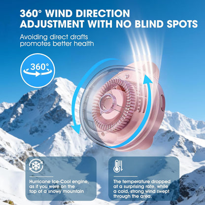 Timeno Portable Clip-On Bladeless Fan, Mini USB Rechargeable 360° Rotatable Fan, 3-Speed Silent Personal Cooling Fan for Outdoor Travel Office (White)