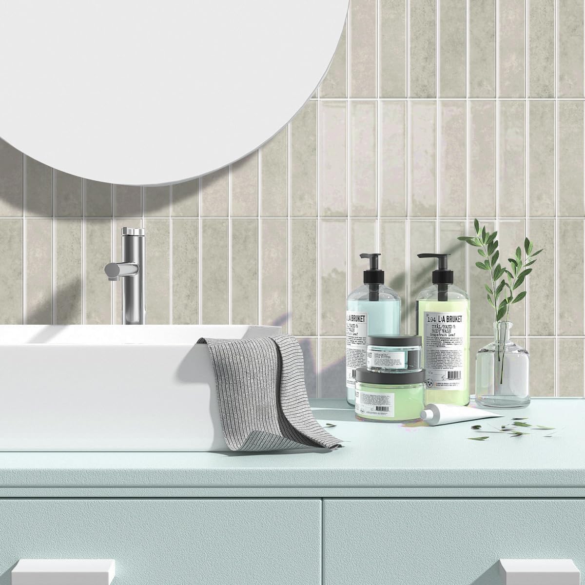 Alwayspon 10 Sheets 12x12inch Beige 3D Vinyl Backsplash Tiles, Self-Adhesive Peel and Stick Wall Tile Stickers Stick on Subway Tiles for Kitchen Bathroom Wall