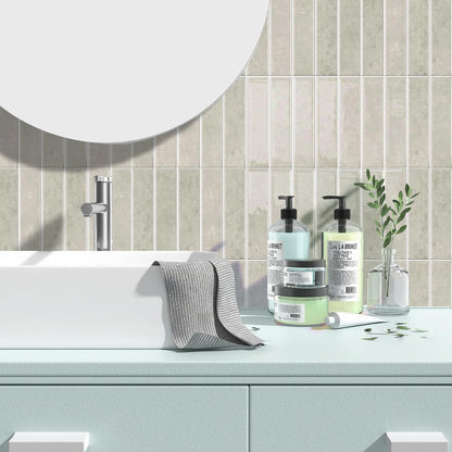 Alwayspon 10 Sheets 12x12inch Beige 3D Vinyl Backsplash Tiles, Self-Adhesive Peel and Stick Wall Tile Stickers Stick on Subway Tiles for Kitchen Bathroom Wall