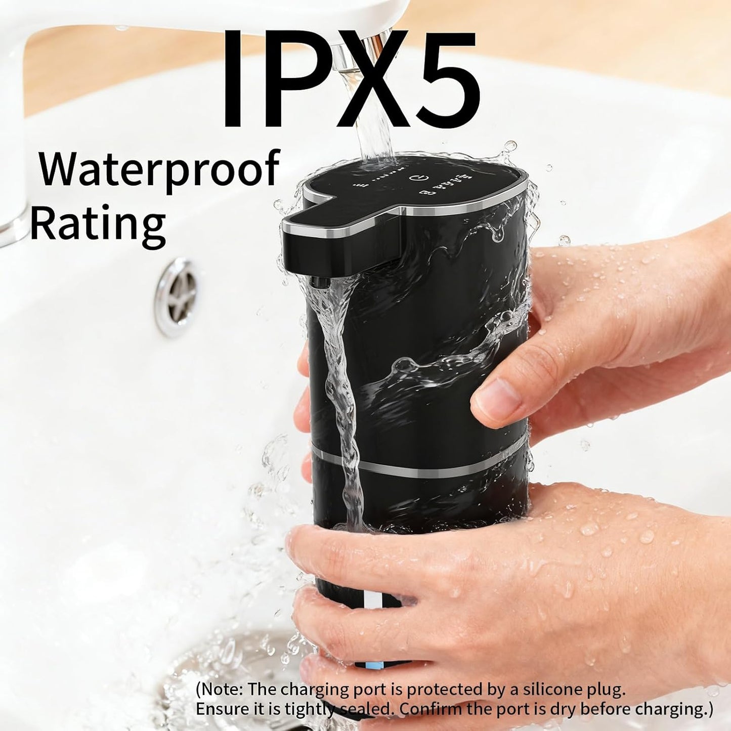 Automatic Foaming Soap Dispenser, Touchless Hand Soap Dispenser, USB Rechargeable, 4 Adjustable Levels, 14.2 oz (420 ml) Large Capacity, for Bathroom, Kitchen & School (Black, Foaming)