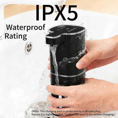 Automatic Foaming Soap Dispenser, Touchless Hand Soap Dispenser, USB Rechargeable, 4 Adjustable Levels, 14.2 oz (420 ml) Large Capacity, for Bathroom, Kitchen & School (Black, Foaming)
