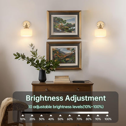 Shenmoyl Vintage Battery Operated Wall Sconce with Clear Striped Glass Lampshade 5000 mAh Rechargeable Battery Powered Wall Light with Remote Control for Bedside Bedroom Doorway, Set of 2