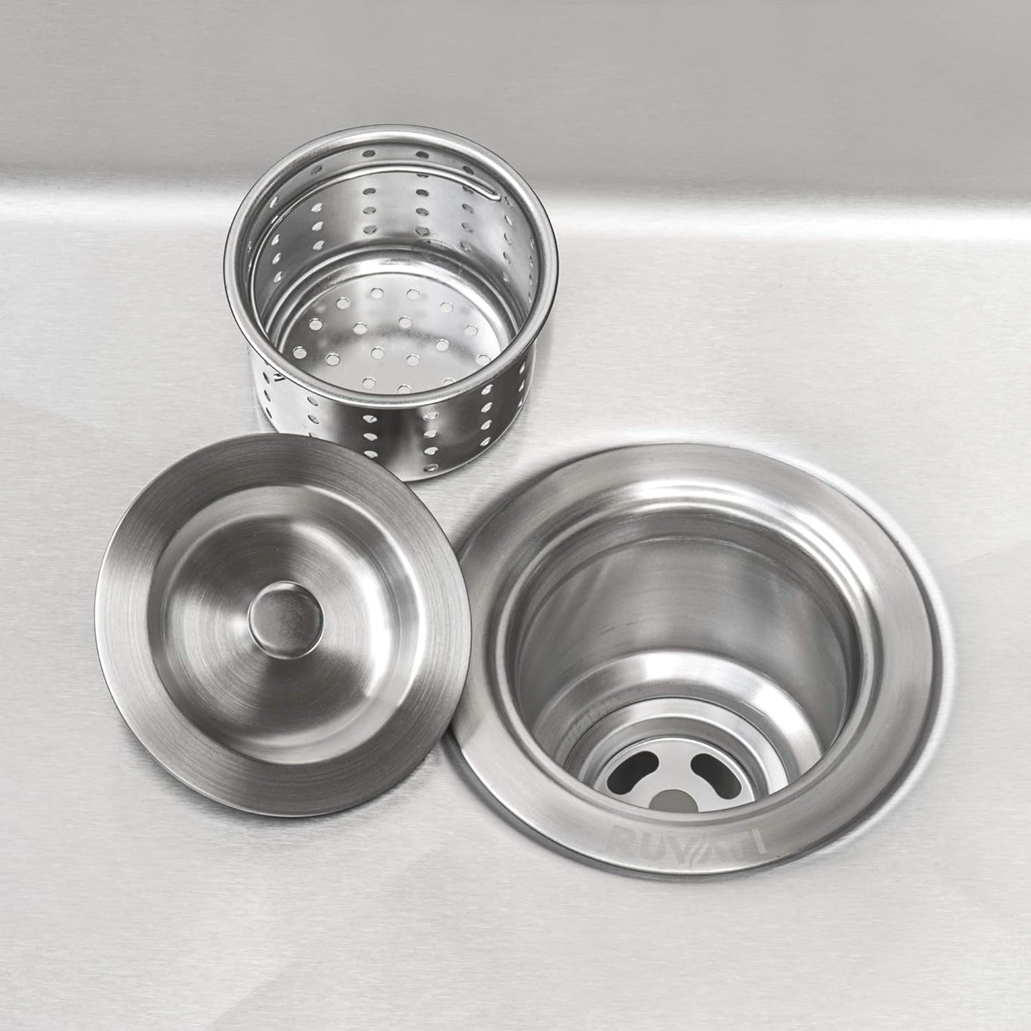 Ruvati Kitchen Sink Basket Strainer Drain Assembly - Stainless Steel - RVA1025