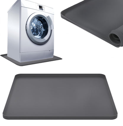 27×27inch Washer Drain Pan Silicone Mat, With Raised Edge Washing Machine Silicone Mat, Multi-function Non Slip, Soft Foldable Portable Waterproof Pad（grey）
