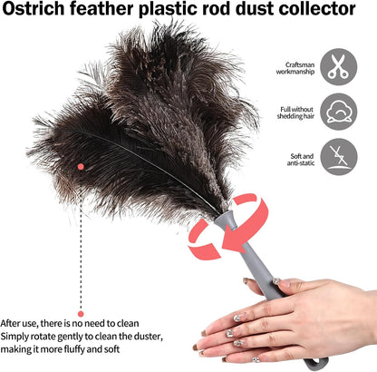 Extendable Cleaning Duster 94 Inch - Long Telescoping Ostrich Feather Dusters with Stainless Steel Extension Pole for High Ceiling Fan, High Ceilings,Roof Dusting