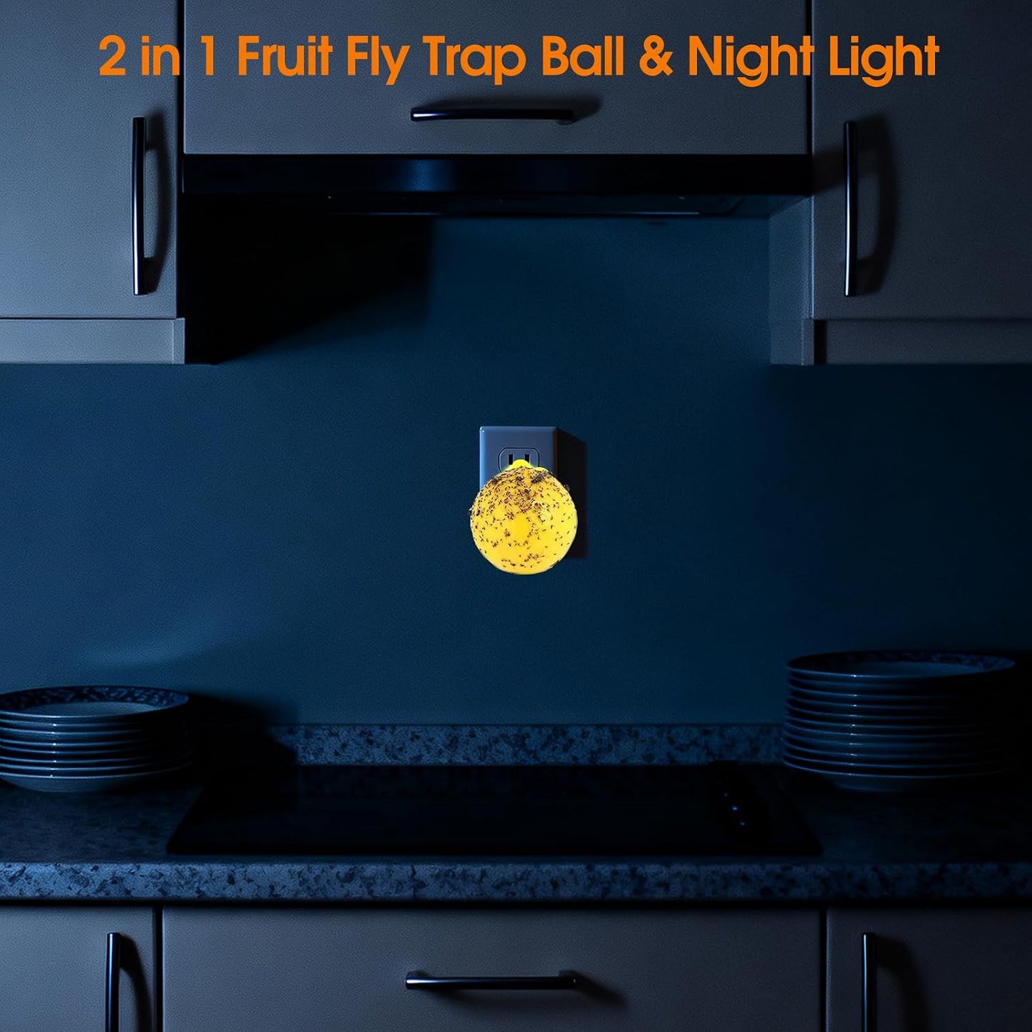 Original Fruit Fly Trap Ball with Light, 6pcs Hanging Fungus Gnat Killer Catcher, Adhesive Sticky Glue Catching Ball Fly Gnat Wasp Hornet Bugs Flying Insects Trap Ball for Indoor Outdoor Plant