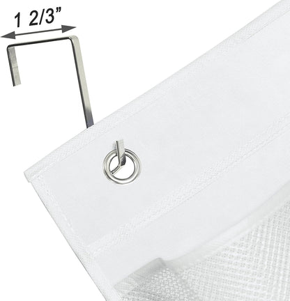 KIMBORA 2 Packs Narrow Over the Door/Wall Shoe Organizer Cruise, Small Hanging Shoe Rack for Closet with Clear Mesh Pocket for Bathroom, RV, Pantry, Camping (White)