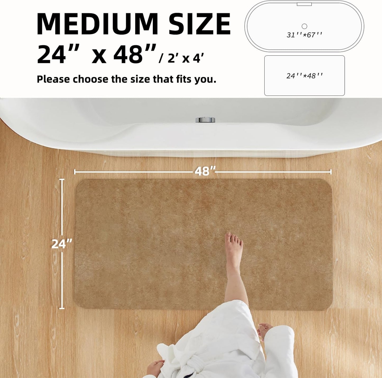 TYUU Bath Mat, Bathroom Rugs Non Slip Washable Thin Absorbent Quick Dry Bath Mat Fits Under Door Bathroom Floor Mat Perfect for Bath, Shower, or Sink 16"x24" Dark Grey