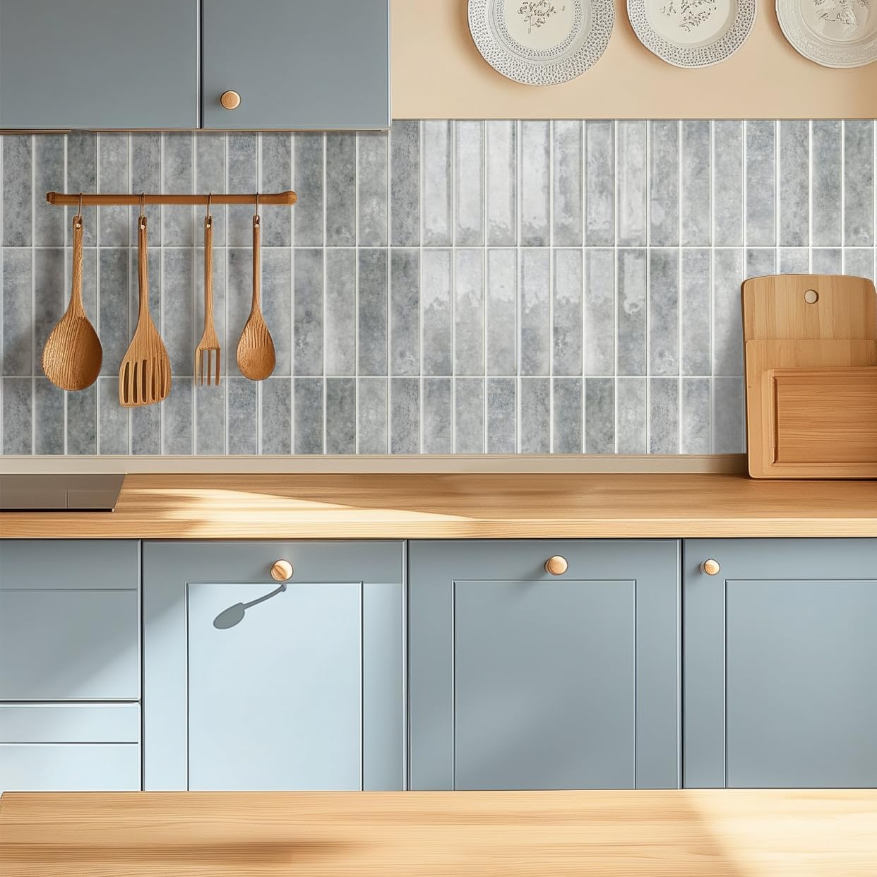 Alwayspon 10 Sheets 12x12inch Beige 3D Vinyl Backsplash Tiles, Self-Adhesive Peel and Stick Wall Tile Stickers Stick on Subway Tiles for Kitchen Bathroom Wall