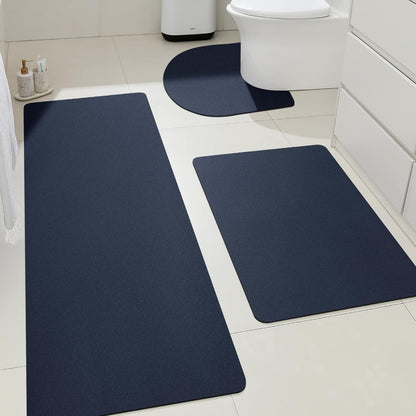 ACCUMTEK Non Slip Bath Mat, Thin Bathroom Rugs Fit Under Door, Quick Dry Bath Mats, Machine Washable Bath Rugs for Bathroom, Bathtub & Kitchen, Grey/Bordered/24 x17