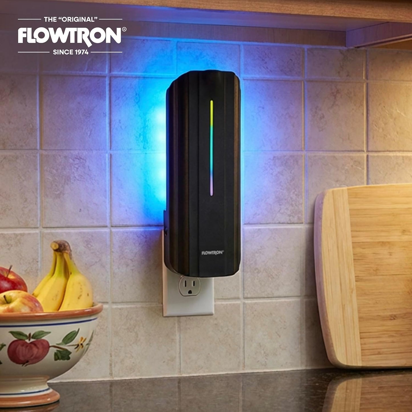 Flowtron Indoor Plug-in Fly Trap, 9W UV Light Electric Insect Trap with Adhesive Board – Silent Mosquito, Gnat & Fruit Fly Catcher, 375 Sq Ft Coverage (Black)