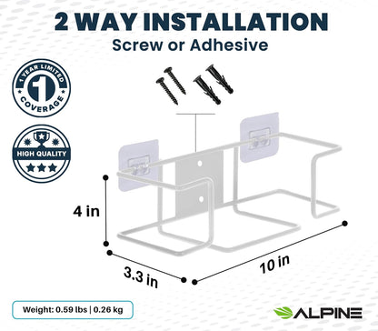 Alpine Industries Single Box Wire Wall Mount Glove Dispenser - Mounted Organizer Rack for Disposable Surgical Glovebox & Tissue Boxes - Hanging Lab & Kitchen Storage (White, 1 Box)