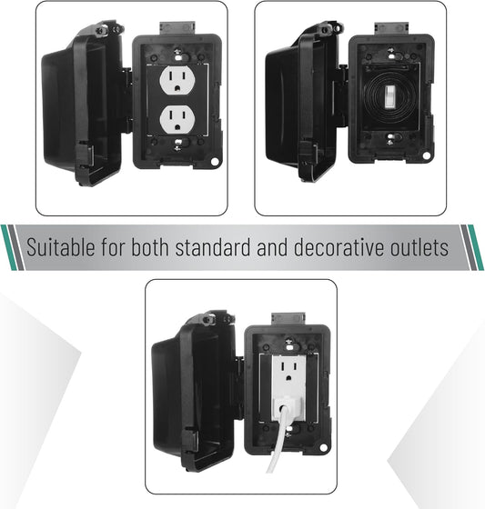 Bates- Weatherproof Electrical Outlet Cover, 1-Gang Outdoor Plug Cover | For Protection Against Rain Dust & Outdoor Use