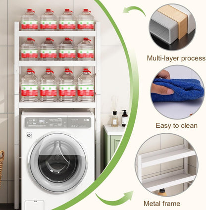 Toilet/Washing Machine Storage Rack,Over Washer And Dryer Shelves,Storage Rack Over Washing Machine Storage Unit,Laundry Room Storage And Organizer Standing Shelf,For Laundry Room Bathroom(White,59.8i