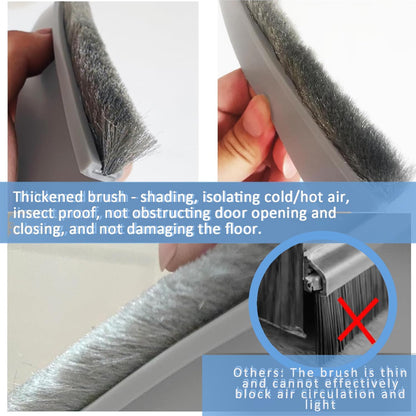 2-Pack Door Draft Stoppers with Brush, Door Sweep for Exterior/Interior Doors - Soundproof, Dust/Noise/Hot or Cold Air Insulation, 2" W x 39" L (White)