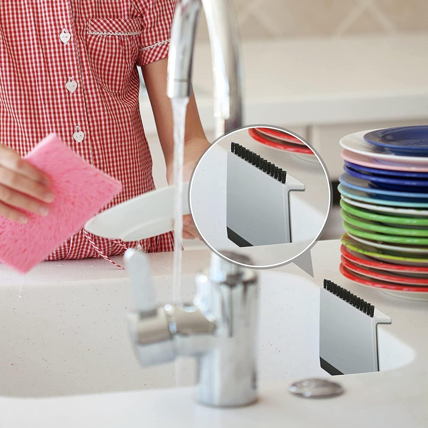 2 Pcs Black Kitchen Sink Squeegee Cleaner Countertop Brush Wiper Home Kitchen Tool Fruit and Vegetable Cleaning Brushes Accessories Utensils and Gadgets