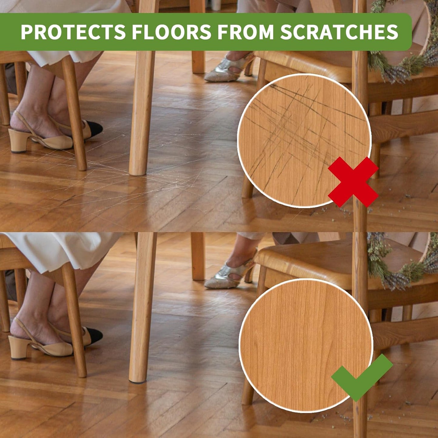 Non Slip Furniture Pads 36 PCS 1'' Square - Anti Slip Furniture Pads - Self Adhesive Rubber Feet Furniture Feet - Chair Leg Floor Protectors - Keep Furniture in Place