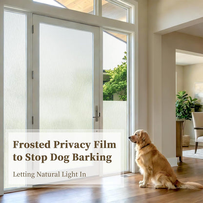 Frosted Window Privacy Film - Brushed Silver Static Cling Glass Film for Bathroom, Day and Night Door Privacy Film Window Cover to Stop Dog Barking, 17.5x78.7 Inch, Pure