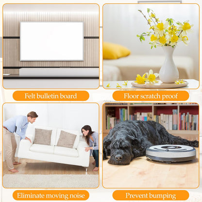 Zonon 4 Rolls 120 Inch Felt Strip with Adhesive Backing Felt Tapes Furniture Strip Rolls Self Stick Heavy Duty Polyester for Protecting Furniture and DIY Adhesive(Black,0.5 Inch)