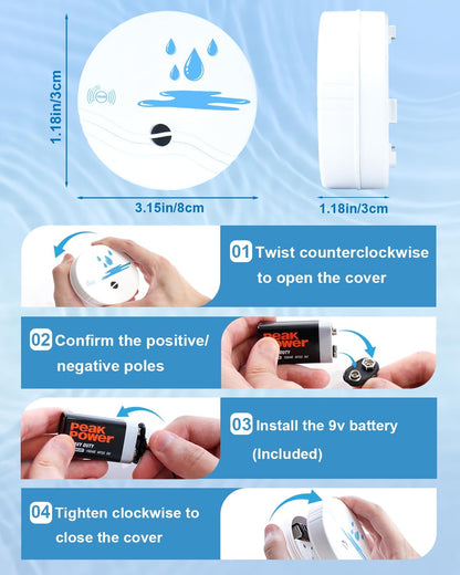 5 Pack Water Leak Detectors for Home, 100dB Waterproof Water Sensor Alarm Leak Detector for Basements, Bathrooms, Laundries, Sinks, and Windows(Battery Included)