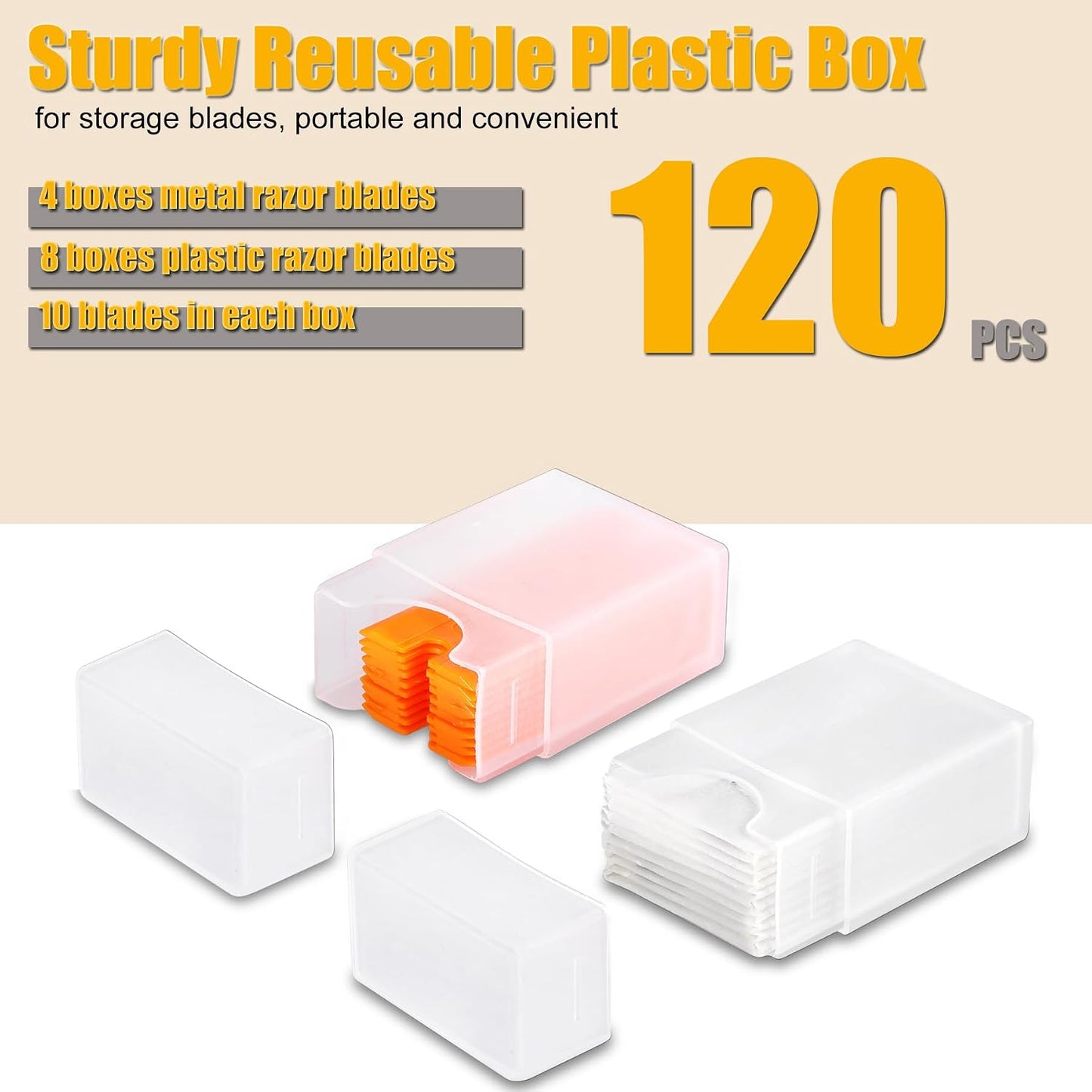REXBETI Razor Blade Scraper Tool, 2 Pack Razor Scraper Set with Extra 80Pcs Razor Blades -30Pcs Metal and 50Pcs Plastic Blades, Cleaning Scraper Tool, Cooktop, Paint, Glass Scraper