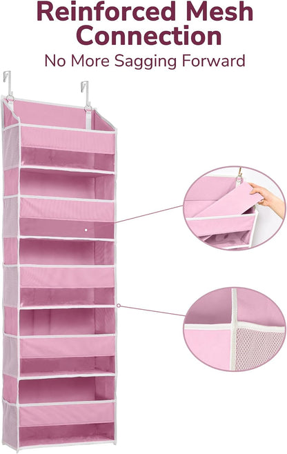 ULG Over the Door Organizer, 5-Tier Extra Large Hanging Storage with 10 Mesh Pockets, 100 lbs Capacity, Heavy Duty Door Organizer for Closet, Bedroom, Nursery Storage, Beige