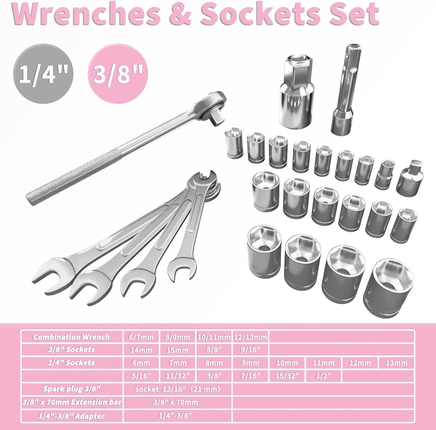 ENERTWIST Pink Tool Kit for Women, 189-Piece Premium Household Hand Tool Set with Lightweight Portable Box, Perfect for Home DIY Repair, Furniture Assembly, Ideal Gift for Women & Housewarming