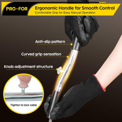 25FT Handheld Drain Auger, Heavy Duty Plumbing Snake for Clogged Drains, 3/8 Inch Diameter Manual Drain Cleaner for Sink, Bathtub, Shower & Kitchen Pipes