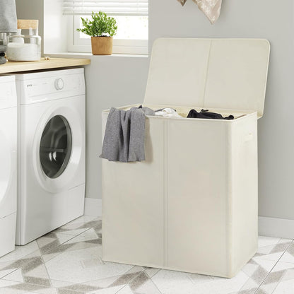 WOWLIVE 180L Laundry Hamper with Lid 3 Section,Large Laundry Basket with Removable Bags and Handles,Collapsible Dirty Clothes Hampers for Laundry,Laundry Basket Organizer for Laundry Room,Dorm,Beige