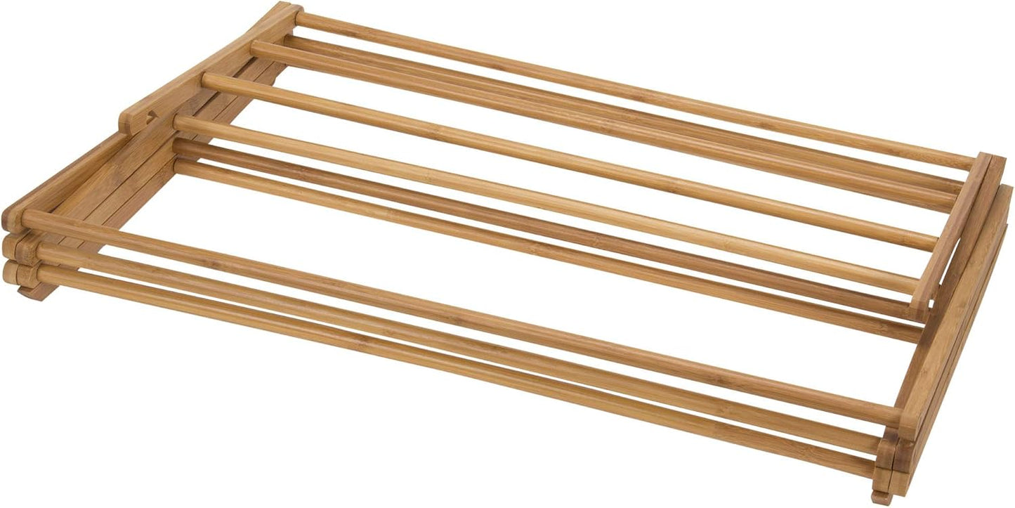 Household Essentials X-Frame Clothes Drying Rack, Stabile Wood Frame with Slanted Feet, Smooth Vinyl Wrapped Rods, 23.8 Feet of Hanging Space, Ready to Assemble, Flat Top, Natural