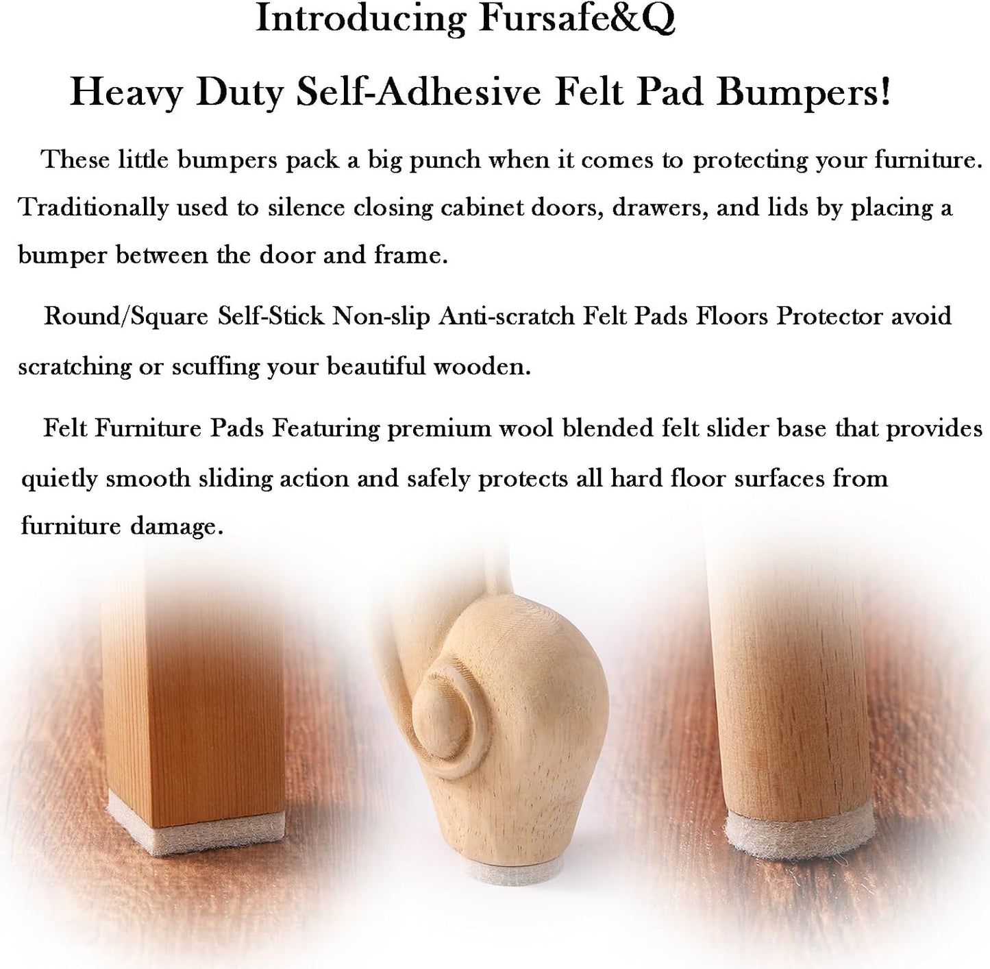 Fursafe&Q Felt Furniture Pads for Hardwood Floors - Self Adhesive Chair Felt Pad, Furniture Feet Floor Protectors, Furniture Sliders Protect from Nicks and dents, Anti Scratch 136 Pcs Beige Square