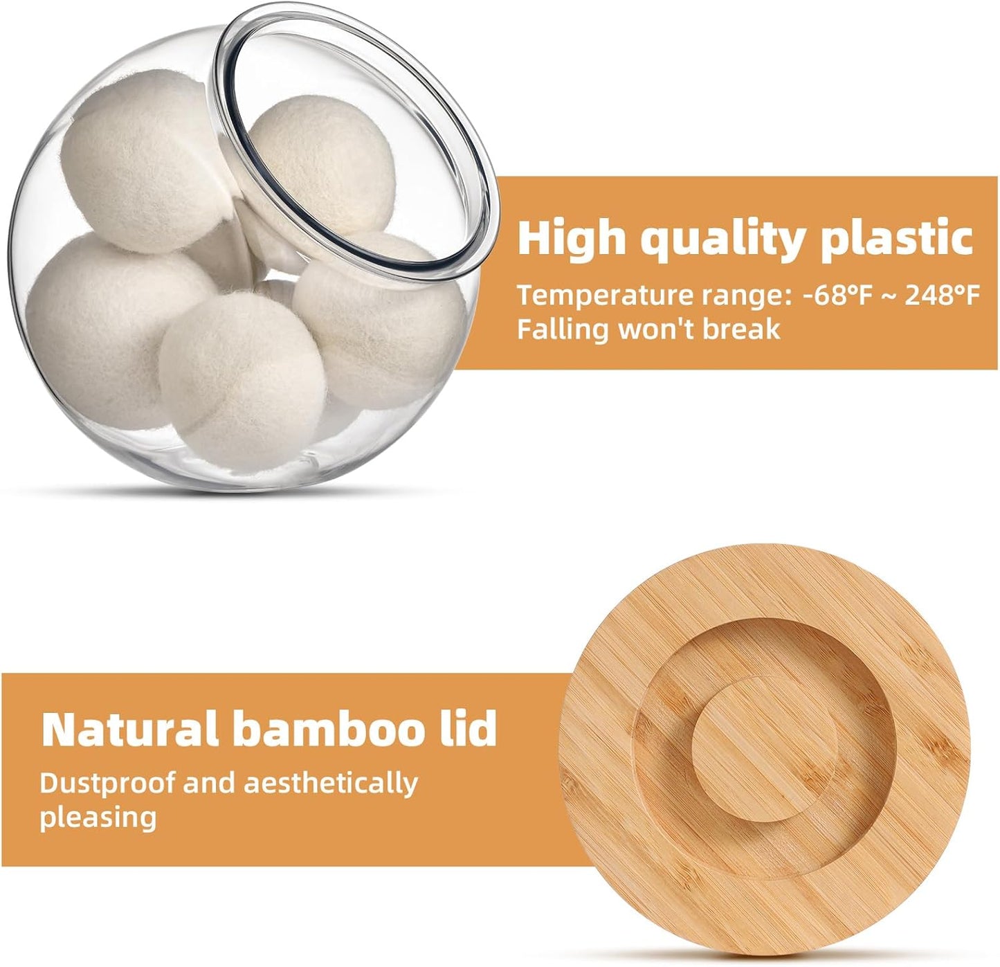 SUBEKYU Dryer Ball Holder for Laundry Room Organization,0.85 Gallon Laundry Pods Container ,Plastic Dishwasher Pods Dispenser,Laundry Pods Holder Dispenser,Laundry Room Organizer(No Dryer Balls)