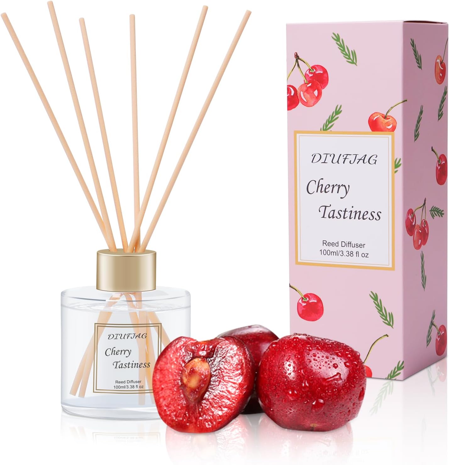 100ml Scent Diffuser with 6 Fiber Sticks, 3.5 oz Reed Diffuser Set Aromatherapy Fragrance Diffusers Air Fresheners for Home Bedroom Bathroom (Coconut)
