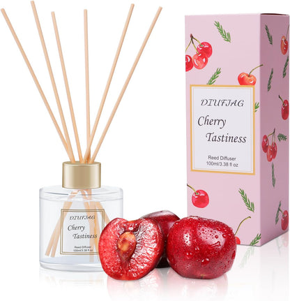 100ml Scent Diffuser with 6 Fiber Sticks, 3.5 oz Reed Diffuser Set Aromatherapy Fragrance Diffusers Air Fresheners for Home Bedroom Bathroom (Coconut)
