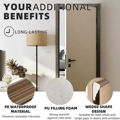 118 Inch Wedge-Shape Weather Stripping Door Seal,Windows and Doors Insulation,Self Adhesive Insulation Foam Anti-Collision Strip,Weatherstrip Tape for Door Soundproofing,Noise Drafts Blocker,White