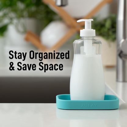 Zulay Kitchen (9x3.5in) Sponge Holder for Kitchen Sink - Flexible Heavy-Duty Multipurpose Sink Caddy - Counter Organizer for Kitchen, Bathroom, Makeup, Trinkets & More! (Grey)