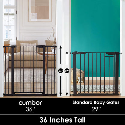 Cumbor 30-46" Baby Gate for Stairs, Mom's Choice Awards Winner-Auto Close Dog Gate for The House, Gifts for Mom, Easy Install Pressure Mounted Pet Gates for Doorways, Black