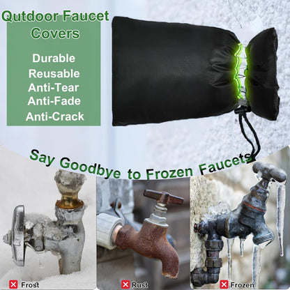 Outdoor Faucet Covers for Winter - Thicker Freeze Protection Spigot Cover | Upgrade 420D Waterproof Oxford, Reflective Stripes & Drawstring (4Packs, 8.3" H x 6.7" W)
