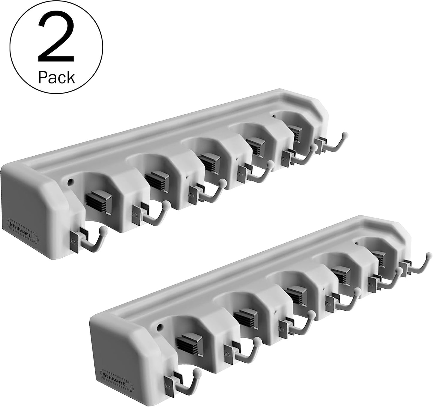 Wall Organizer with Adjustable Slots and Hooks - Wall-Mounted Tool and Broom Holder - Organization and Storage for the Kitchen and Garage by Stalwart