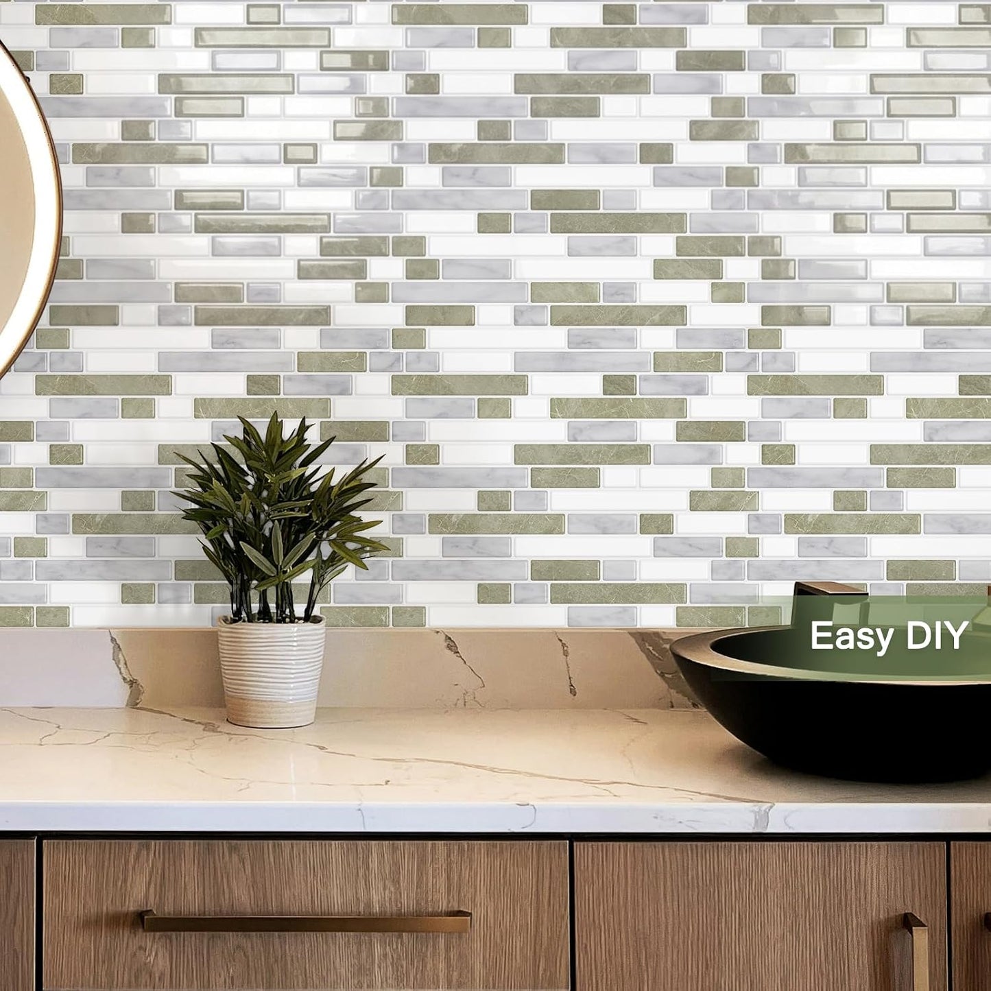 10 Sheets Thick Peel and Stick Kitchen Backsplash Tiles | 3D Waterproof Self Adhesive Wall Tile Stick on Backsplash for Kitchen,Bathroom and Fireplace(Pink,12"×12")