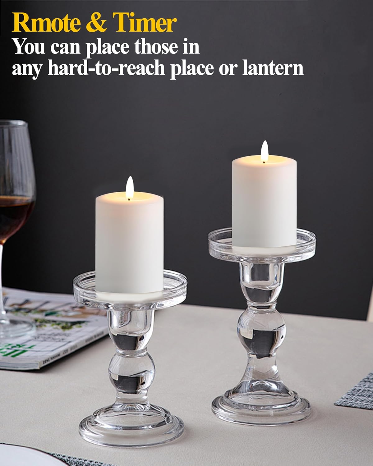 Gmnee 3"x4" Flickering Flameless Candles with Remote Timer, Real Wax, Ivory Pillar Candles, Set of 3 Fake LED Battery Operated Candles for Home, Fireplace, Centerpiece, Rustic and Farmhouse Decor