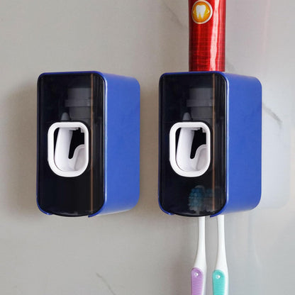 2 Slot Toothbrush Holder and Toothpaste Dispenser Wall Mounted, Automatic Toothpaste Squeezer, 2 in 1 Tooth Brush Toothpaste Organizer for Shower (Grey)