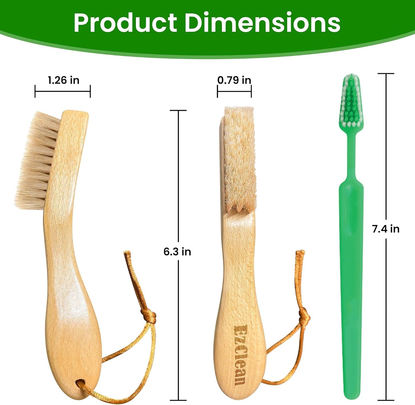 EzClean Natural Boar Bristle Laundry Brush, Perfect for Shoes & Delicate Fabrics, Scrubbing Tough Stains