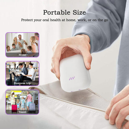 UV-C Toothbrush Sanitizer Case, Dual Light Cleaner Cover with Clear Window, USB-C Rechargeable Travel Holder for Electric and Manual Brushes, White