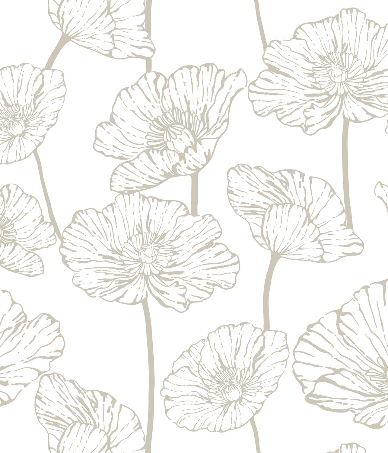Orainege Modern Peel and Stick Wallpaper 17.3inx118.1in Beige and White Floral Wallpaper Boho Contact Paper Removable Decorative Wall Paper for Bedroom Bathroom Cabinets Decor Vinyl